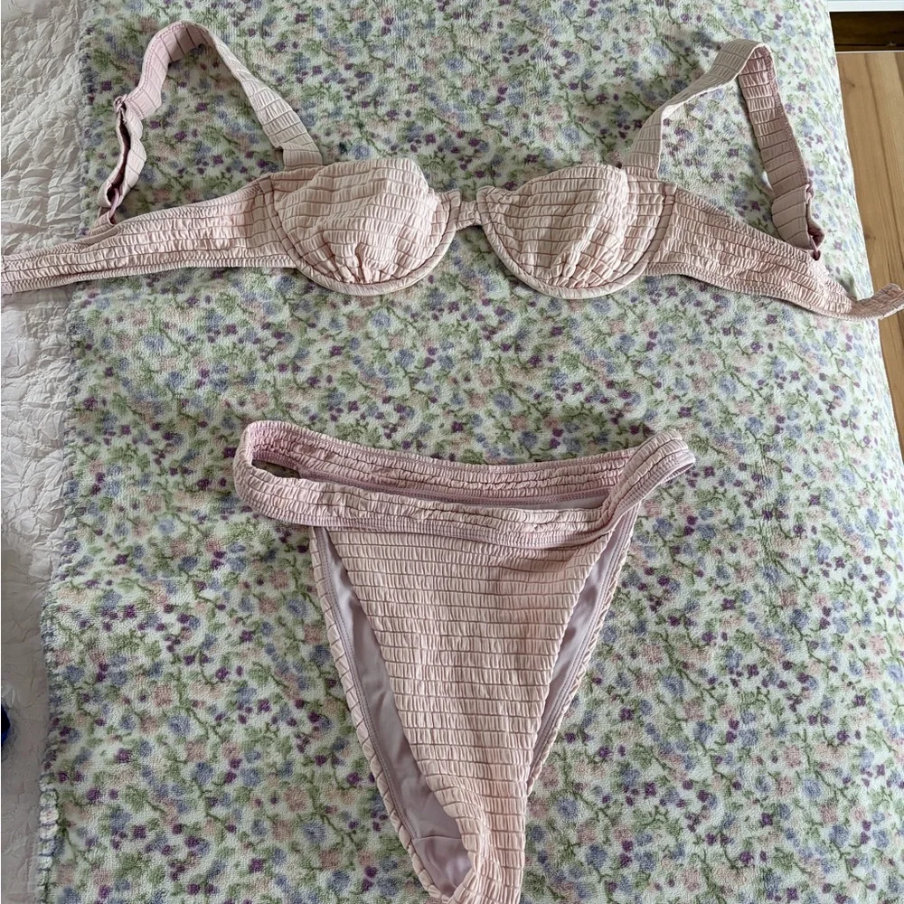 PacSun Blush Textured Bikini Bottom - Picture 1 of 4